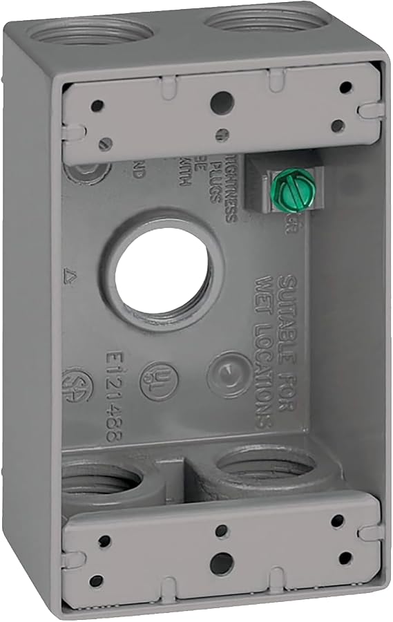 Sigma Engineered Solutions 14253-5 Weatherproof 3/4" 5 Hole 1-Gang Box, Gry