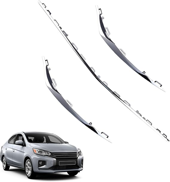 3PC 1178854900 Chrome Front Bumper Cover Lower Grille Molding Trim