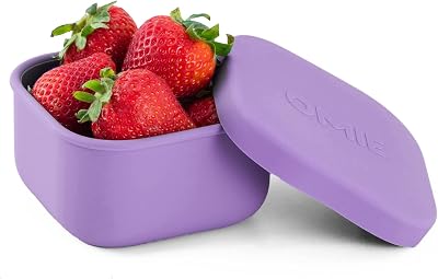 OmieBox Silicone Leakproof Snack Containers To Go, Food Storage Containers with Lid, School Lunch Bento Container - BPA Free, Airtight, Dishwasher and Freezer Safe, Oven Safe - 9.4 ounces Purple