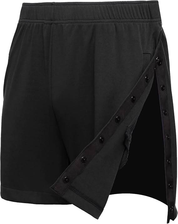 Deyeek Men's Snap Tear Away Athletic Shorts - Breakaway Adaptive Post Hip Knee Surgery Recovery With Pockets