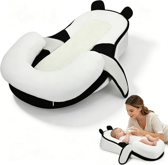 Mom Feeding Support Baby Breastfeeding Bottle Feeding Pillow Adjustable | Anti Reflux Wedge Pillow for Spit-Up Reduction, Bottle Feeding Detachable Pillow for Newborn 0-12 Months(Black)