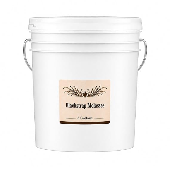 5 Gallon Blackstrap Molasses Unsulfured, Sulfur Free Black Strap Molasses, Bulk Baking Molasses, Natural Liquid Sweetener, Vegan Non GMO Cane Syrup Iron Rich And Pure