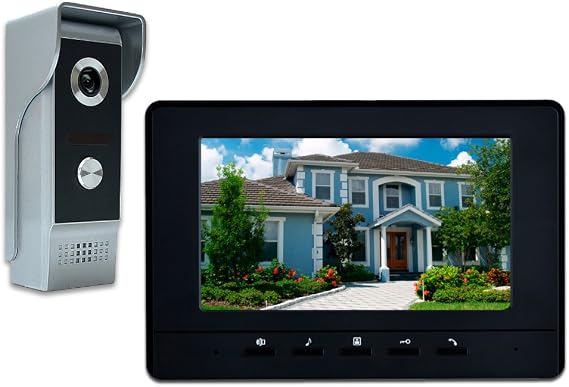 Wired Video Intercom System, 7 Inch Video Doorbell Door Camera Kit | Dual-way Intercom, Door Monitoring, HD Camera with Monitor Unlock, Night Vision, Waterproof for Villa Home Office Apartment