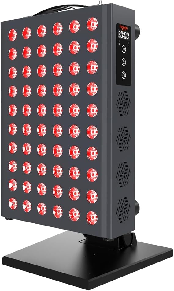 Hooga Red Light Therapy Panel Device 660nm Red & 850nm Near Infrared Light Therapy, LED Light Therapy Lamp, 60 Dual Chip LEDs, Timer, Table Top Stand Included PRO300