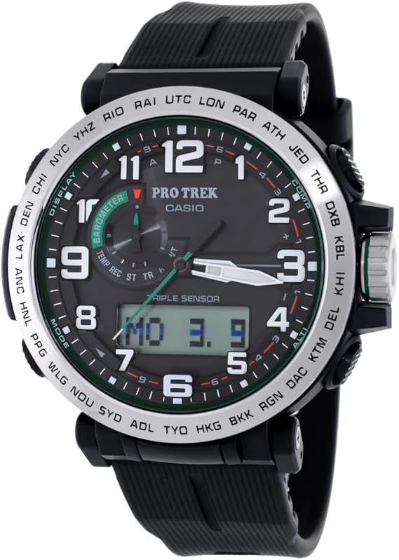 Casio PRG601 Series | Pro Trek | 100M WR | 1/100 SEC Stop Watch | Compass/Alt/Baro-Thermo | Tough Solar Power/Atomic Timekeeping | 1-100 SEC Stopwatch | Countdown Timer | World Time