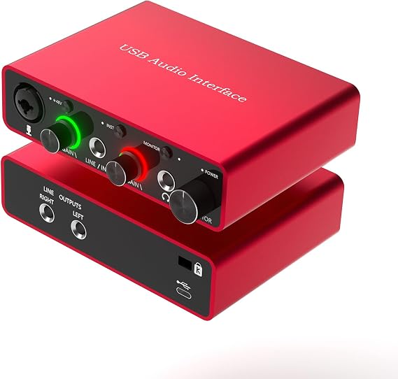 USB Audio Interface Solo with 48V Phantom Power 24Bit/192kHz Works with Most DAWs and Recording Software, USB Audio Interface Plug and Play Perfect for Podcasting, Recording and Live streaming