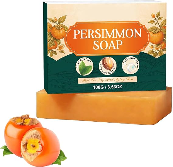 Persimmon Soap For Senior Odor Control, Handmade Deodorizing Persimmon Soap Bar for Old People Smell, Hydrating Body Wash Bar for Women & Men, for All Skin Types (1pc)