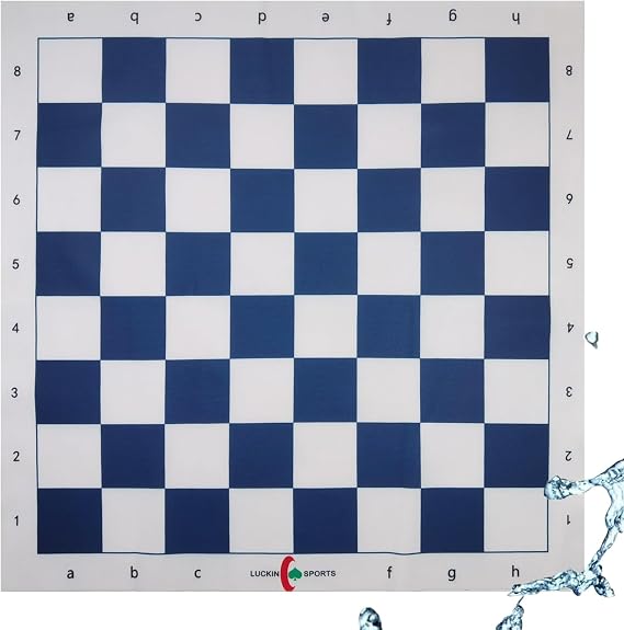 Standard Professional Tournament Chessboard, 20" x 20" in Size with 2.25" Squares. 100% Durable Felt Fabric. Waterproof and Stain Resistant, Washable and Ironable. (Blue)