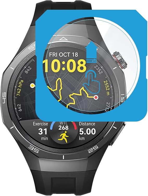 Teknoft Huawei Watch GT5 Pro 46mm için 2'li Paket (2 Adet) Kolay Kurulum Otomatik Hizalama Aparatlı Şeffaf 9H Sertliğinde Gerçek Temperli Cam Ekran Koruyucu (Huawei GT5 Pro 46mm)