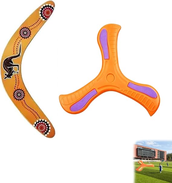 2 Pcs Boomerang Set, Easy-to-Throw V-Shaped & Triangle Returning Boomerang,Aerodvnamic Flying Disc, Wooden Boomerang Set, Ideal for Backyard Games, Beach, Park and Family Outdoor Entertainment
