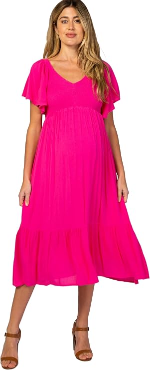 PinkBlush Floral Smocked Ruffle Maternity Dress