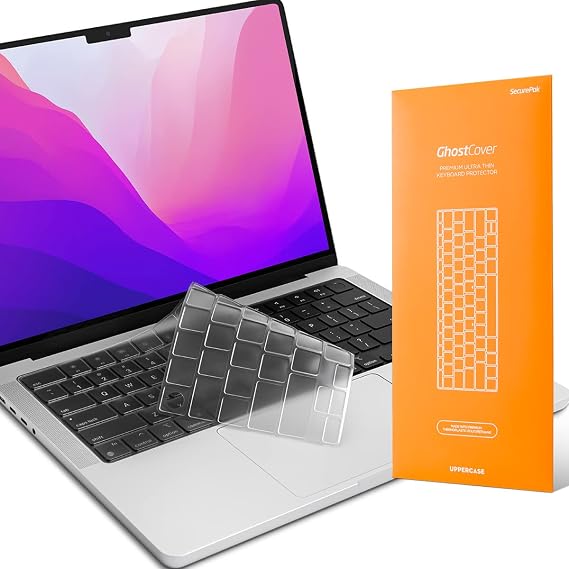 GhostCover Original Premium Ultra Thin Keyboard Cover Protector, Compatible with MacBook Pro 14"/16" M1-M5 Pro/Max, M2-M5 MacBook Air 13"/15", 2026 MacBook Neo 13" (Touch ID), US ANSI Layout, Clear