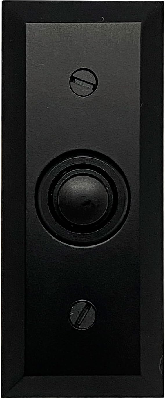 Newhouse Hardware Rectangular Recessed Wired Metal Doorbell Button in Black BT6BV, Rectangular Push Button for Doorbell Chime, Buzzer or Ringer, Door Bell Button Only, Buzzer Button with Beveled Edges