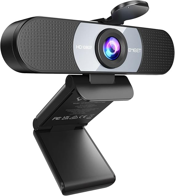 EMEET 1080P HD Webcam C960 Web Camera with Microphone, 90 FOV PC Camera w/2 Noise-canceling Mics & Privacy Cover, Plug & Play USB Webcam for Video Calling, Zoom/Skype/Facetime, PC/Mac/Laptop - Grey