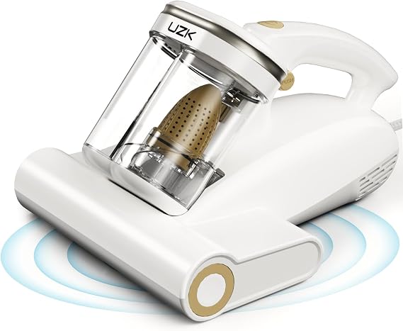 Mattress Vacuum with UV-C Light,16Kpa Bed Vacuum Cleaner for Sofa,Crib | 140F High Heat, Ultrasonic, Double Dust Cup, Anti-Entanglement Roller, 5m Cord, 500W Motor, for Mattress, Couch, Pet Bed