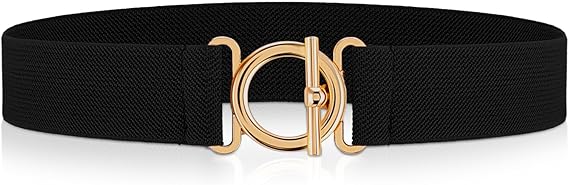 Amaxiu Women Elastic Belt, Invisible Stretch Ladies Belts with Gold Flat Buckle Skinny Waist Belt For Jeans Pants Dresses