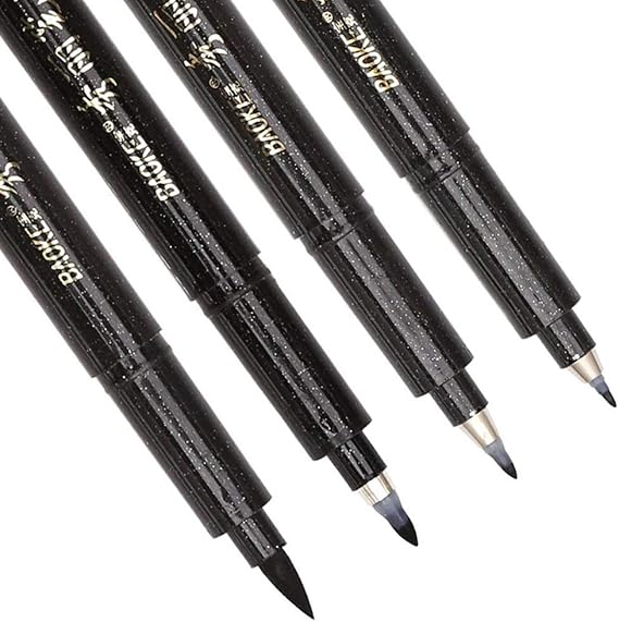 Refill Hand Lettering Pens, 4 Size Black Ink Calligraphy Pen Brush Lettering Pens Markers for Beginners Writing, Card Making, Signature, Illustration, Design, Art Drawing