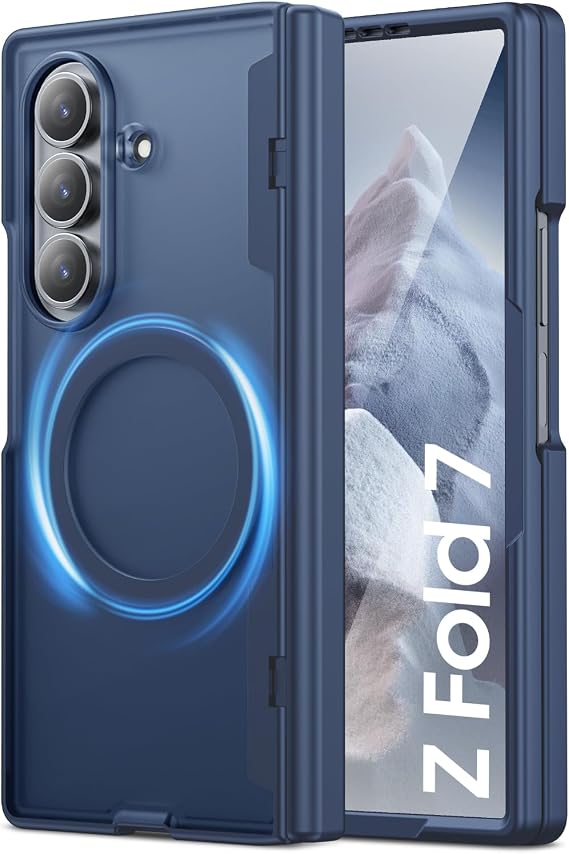 Spugan for Samsung Galaxy Z Fold 7 Case with MagSafe, [Screen Protection] [Hinge Protection] Translucent Strong Magnetic Shockproof Case for Galaxy Z Fold 7 8,Blue-HD