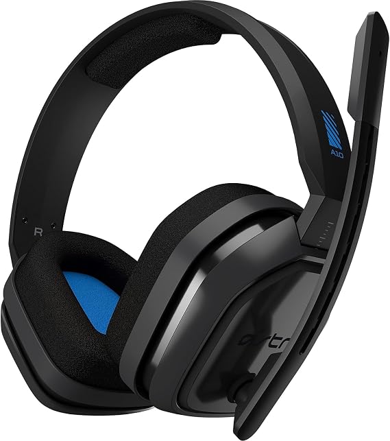 Logitech Astro A10 939-001509 Wired Over-The-Head Stereo Gaming Headset, Blue/Gray (939001509)