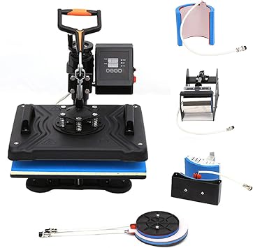 6 in 1 Combo Heat Press Machine for T-Shirt Hat Cap Mug Plate, Multifunctional Swing Away 360-Degree Rotation Digital Heat Transfer Sublimation Machine, 12 X 15 Inch