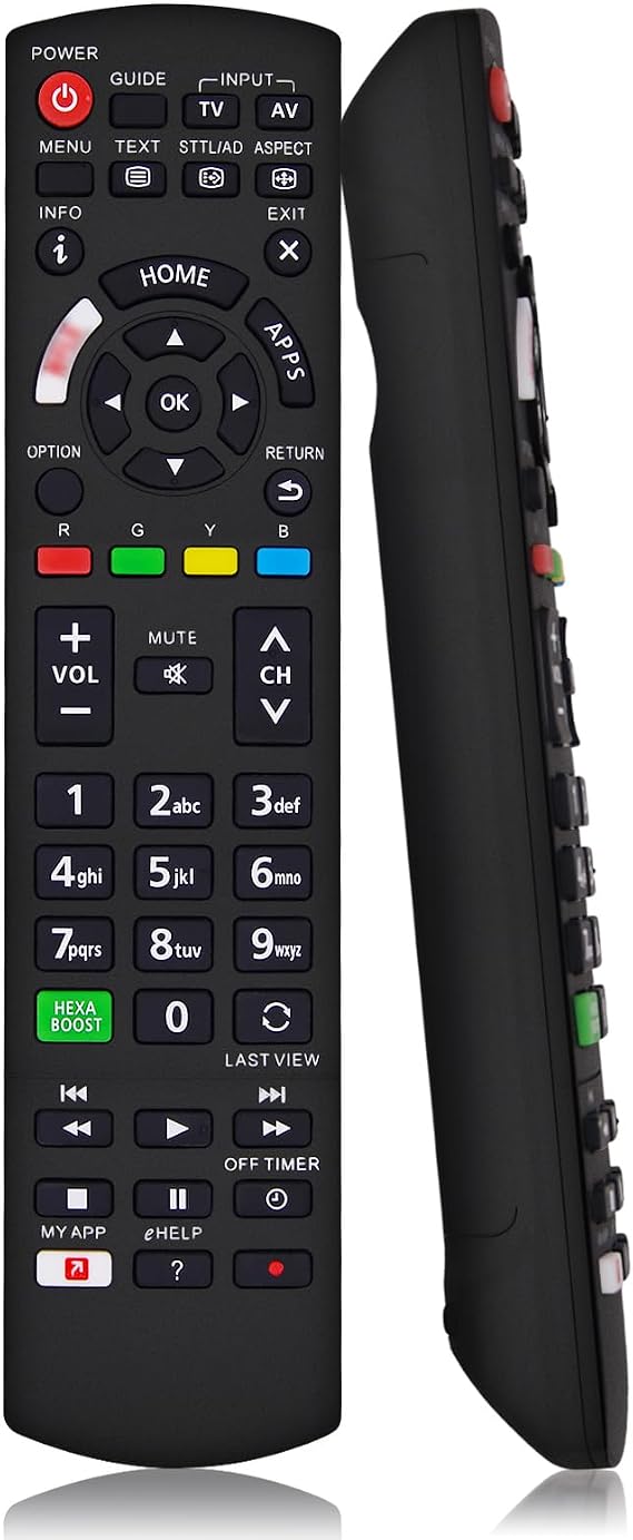 Replacement Panasonic TV Remote Control, Universal Panasonic TV Remote for All HD LCD LED Plasma Viera Smart TV with 3 Shortcut Buttons, No Setup Required