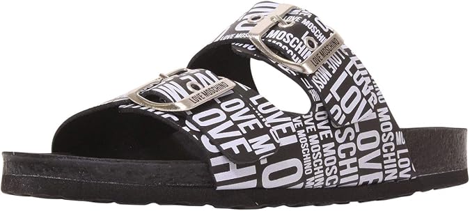 Love Moschino Women's Sandals Dual Buckle Black/White Sz: 9