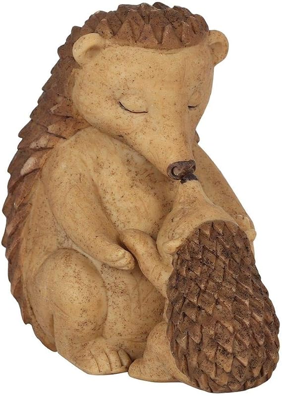Adorable Brown Resin Happy Hoglet Mother & Baby Hedgehog Ornament - 8.5cm x 9cm (1 Pc.) - Charming Rustic Design, Durable Handcrafted Decor, Nature-inspired Gift - Ideal for Home Accessory