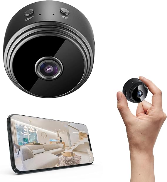 Mini Smart WiFi Camera 1080P Wireless Home Security Surveillance Car Tiny Nanny Cam, Small Portable Dog Pet Baby Cameras for Indoor Outdoor Black
