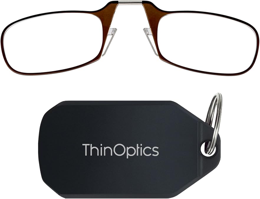 ThinOptics Keychain Reading Glasses - Slim Armless Pocket Readers - Black, Brown 2.5x