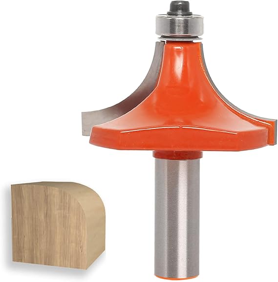 Round Over Router Bit - 1/2 Inch Shank, 1-inch Radius, Carbide Tipped Edge Forming for Woodworking