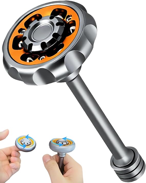 Metal Fidget Toy Spinner for Adults, Precision Spinner with Handle Click Sound Silent Spinning, Adult Spinner Toy for Anxiety Stress Relief Improve Focus Office Desk ADHD