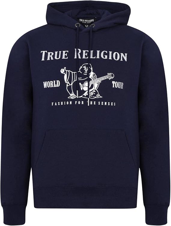 True Religion Men's Metallic Buddha Logo Hoodie | Pullover Sweatshirt | Graphic Hoodies for Men, Streetwear Hoodie