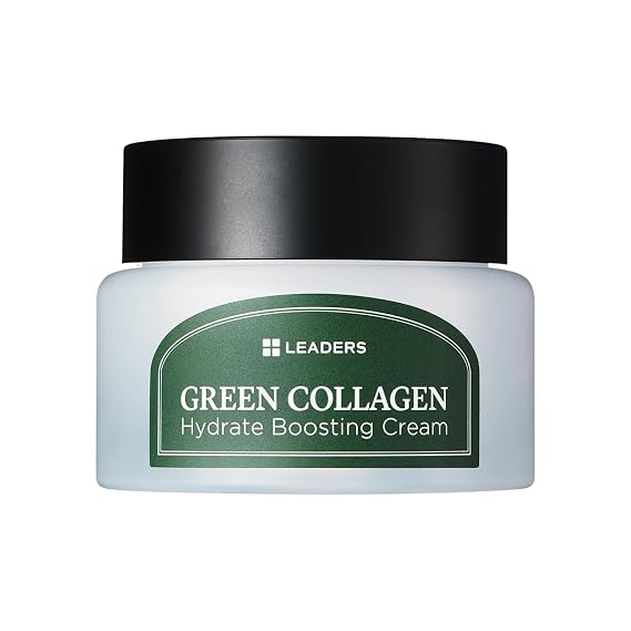 LEADERS Green Collagen Hydrate Boosting Cream Vegan Moisturizer for Deep Hydration, Skin Elasticity, Firmness, Anti-Aging Plant-Powered Collagen Formula, Wrinkle Reduction, Skin Renewal 50ml
