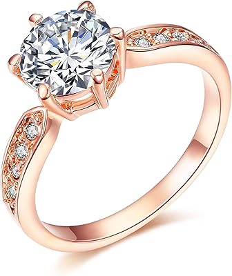 1.5CT Cubic Zirconia 18K Rose Gold Plated Engagement Rings for Women Wedding Bands for Women Eternity Promise Rings for Her Womens Ring
