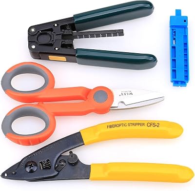 FTTH Fiber Optic Drop Cable Fiber Stripper CFS-2 Double Port Hole Optical Fiber Coating Fiber Kevlar Scissors with stripping guide bar