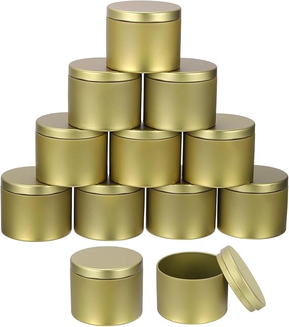 sourcing map 12pcs 4oz Candle Tins, Candle Jars Empty Containers with Lids for Making Candles, Gold