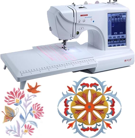 Electric Embroidery Machine Automatic Sewing Machine, 7 Inch LCD Touch Screen, with 4" X 9.2" Embroidery Area and LCD Touch Screen, 210 Built-in Letters and 30 Pattern Borders