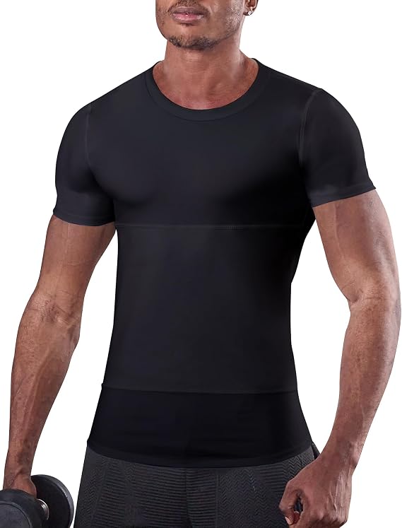 KOCLES Mens Slimming Compression Shirt, Slimming Undershirt Shirts for Men Body Shaper Shapewear Tummy Control