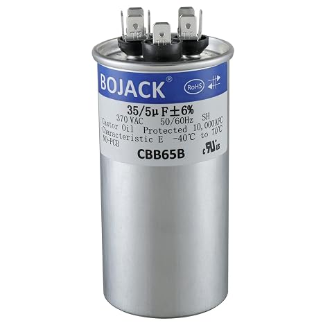 BOJACK 97F9834 35+5uF 35/5MFD 6% 370V CBB65 Dual Run Circular Start Capacitor for AC Motor Run or Fan Start or Condenser Straight