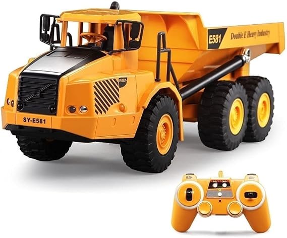Remote Control Dump Truck 1/14 Omnidirectional Drive Rc Articulating Dump Truck Kids Toys 2.4Ghz Rc Construction Vehicle Off-Road Tractor with Led Light for Boys