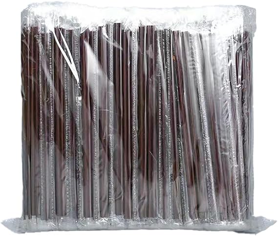 100 Pcs Individually Packaged Black Plastic Extra Long Flexible Disposable Drinking Straws,Coffee Stirrers.Disposable Plastic Drink Stirrer Sticks Safety Two-hole coffee straw (7inch)