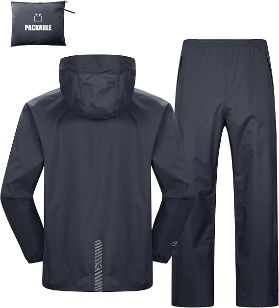Outdoor Ventures Men's Packable Rain Suit Waterproof Lightweight Rainwear
