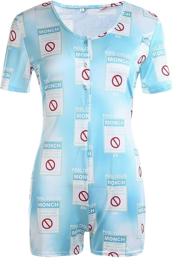 Fashion Women Siamese Sexy Tight Button Down Romper Yes Daddy Sleepwear One-Piece Pajamas