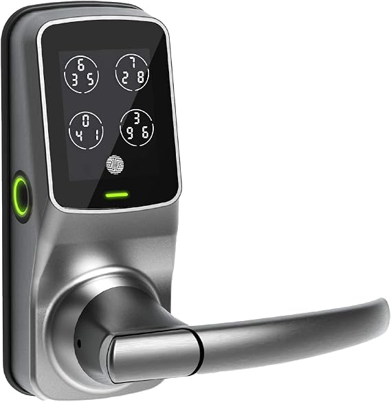 Lockly Secure Plus Smart Door Lock Bluetooth with Handle | 3D Biometric Fingerprint Keyless Entry Door Lock with PIN Genie Keypad, Auto Lock,Easy Install- Left Fingerprint Edition