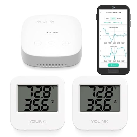 YoLink SpeakerHub & Two Temp/Humidity Sensors Starter Kit Audio Hub Plays Tones/Sounds, Spoken Messages, Text Messages, LoRa-Powered 14 Mile Range, Compatible with IFTTT, WiFi Required