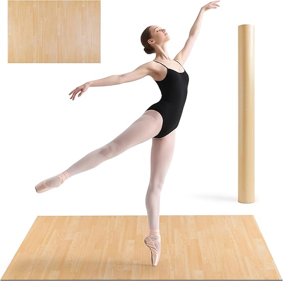 Marley Dance Floor, Portable PVC Dance Mat 4x6 Feet Non-Slip Shock-Absorbing Vinyl Flooring for Ballet Jazz Tap Home Studio Practice -4.5MM Thick for Adults and Kids