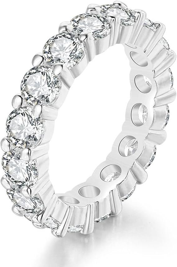 CEAeis Lymphatic Magnetic Therapy Diamond Ring, Magnetic Lymphatic Therapy Titanium Ion Moissanite Diamond Ring, Women's Magnetic Ring (Silver,8)