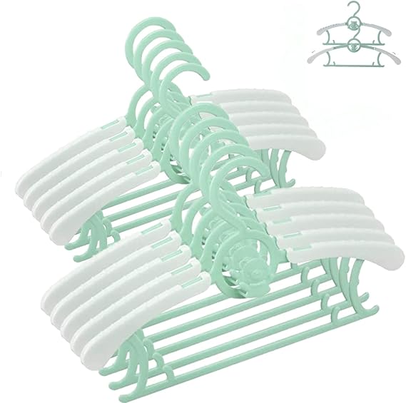 HGYZE Baby Nursery Closet Hangers, Ultra Thin Non-Slip and Extendable Laundry Infant Pant Hanger for Newborn Clothes - 10pcs Green Gift - Adjustable Children Coat Hanger for Girl Boy Toddler Kid Child