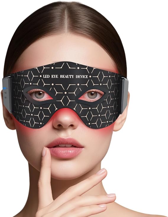 Red Light Therapy for Eyes, 5 Modes Red Light Therapy Eye Mask for Under Eye Appearance, Dark Circles, Eye Bags and Fine Lines for Men Women, Red Light Eye Mask for Home Travel Bedtime Routin