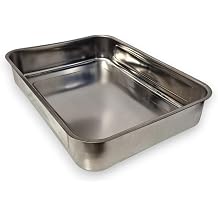 304 (18/10) Paslanmaz Çelik Evcil Hayvan Besleme Tepsisi ve Su Kabı - Bıyık Yorgunluğu Önleyici, Hijyenik Kedi ve Köpek Mama Kabı, Bulaşık Makinesinde Yıkanabilir (36.5 x 26.5 cm)